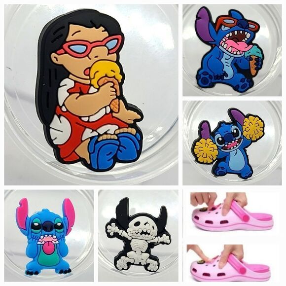 Lilo Stitch Ice Cream Crocs Rubber Shoe Charms Disney 5pc Set Blue Koala Variety - Picture 1 of 8
